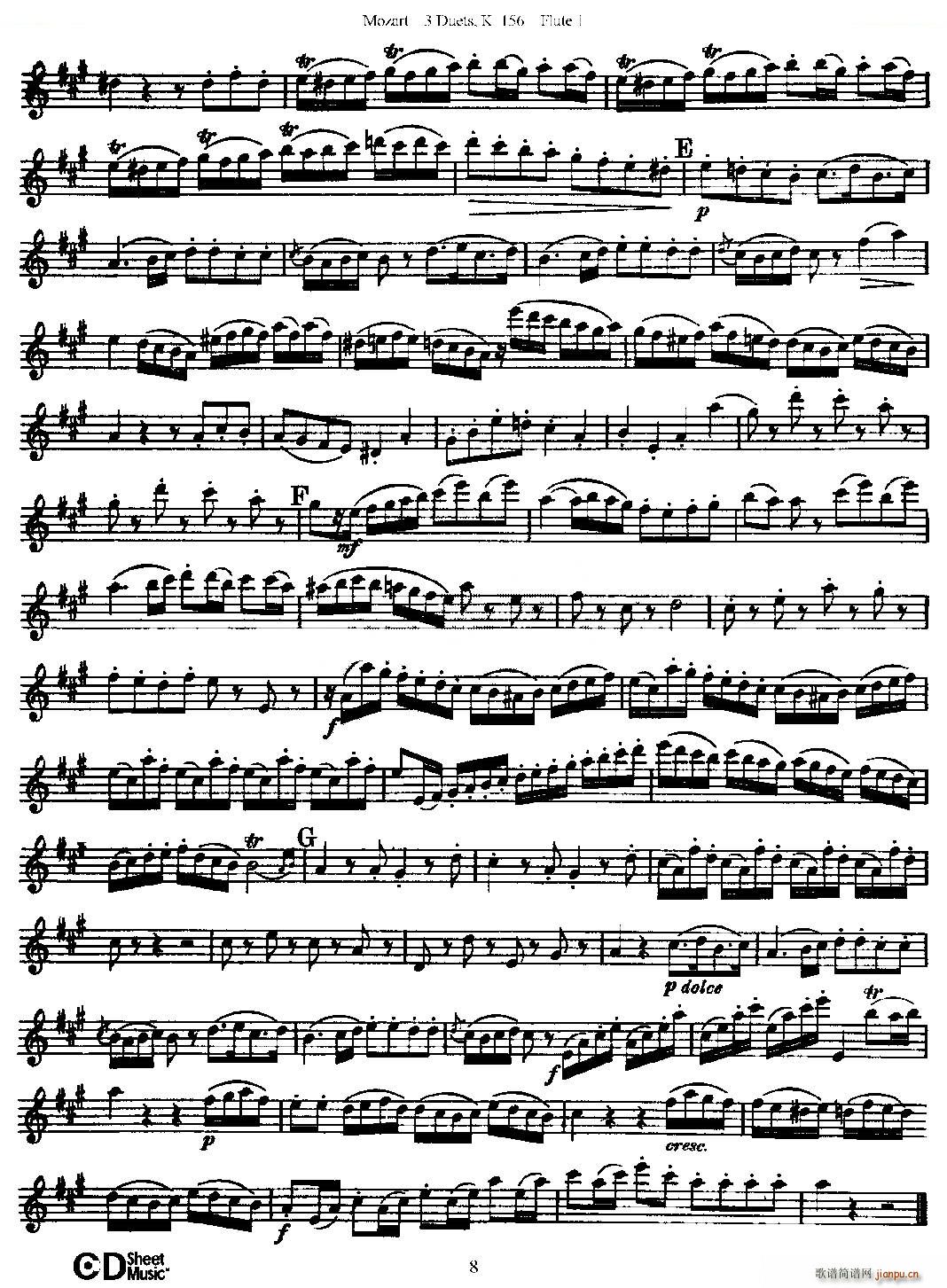3 Duets K 156 之第一长笛 二重奏三首 K156号 铜管(笛箫谱)8