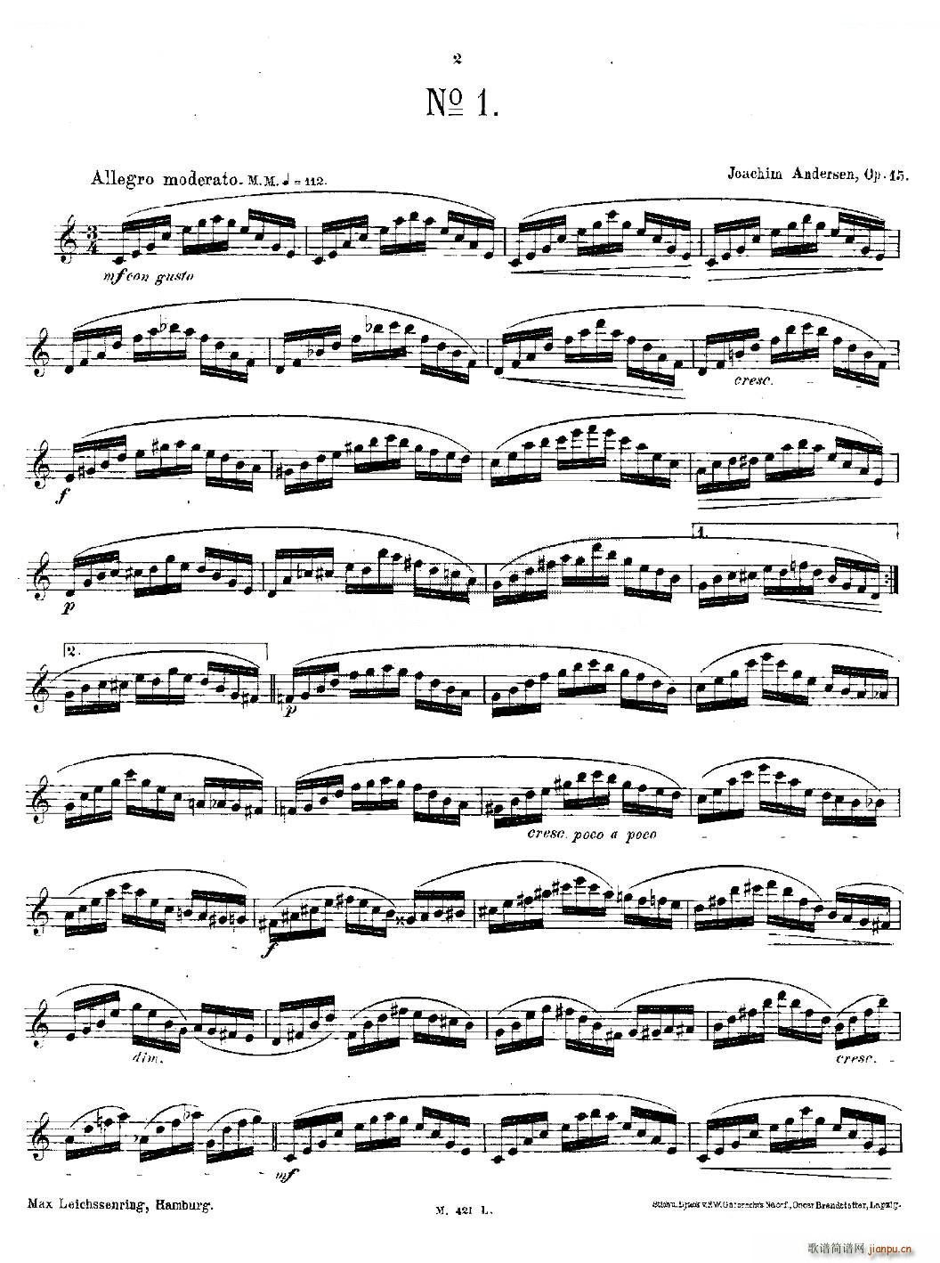 24首长笛练习曲 Op 15 之1 5 铜管 2