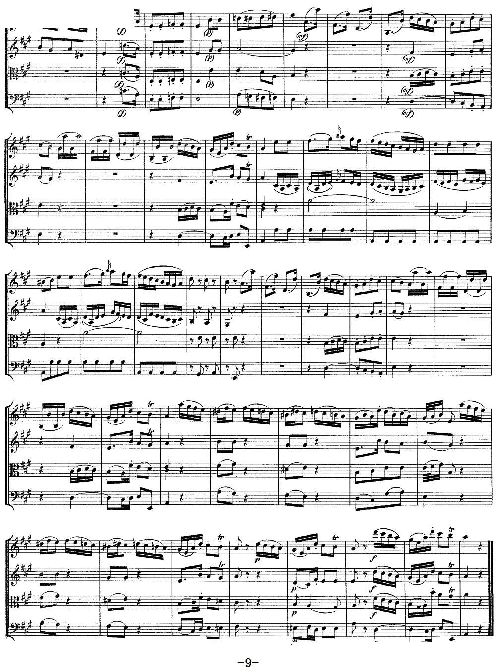 Mozart Quartet No 9 in A Major K 169(总谱)9