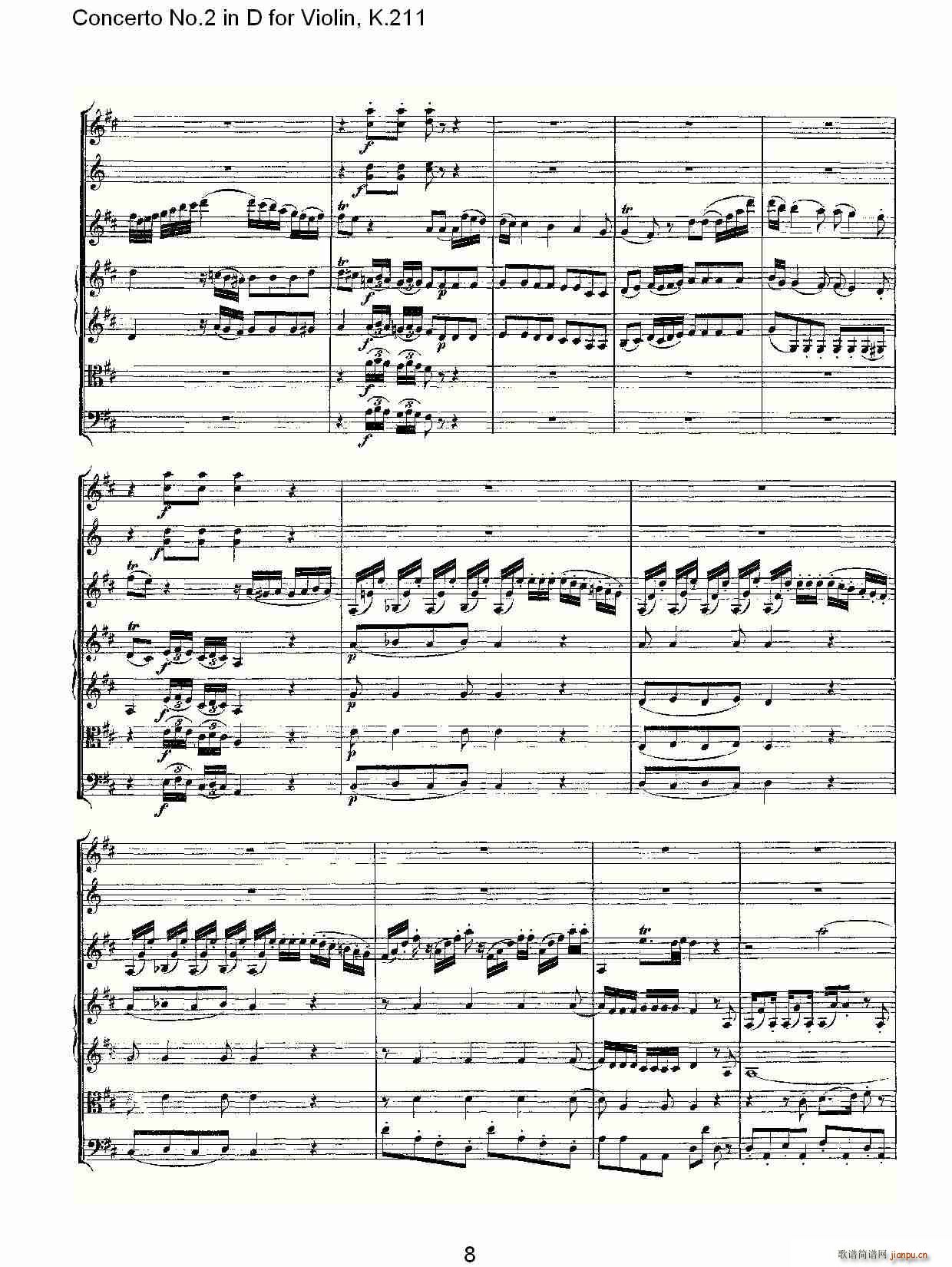 Concerto No.2 in D for Violin, K.211(小提琴谱)8