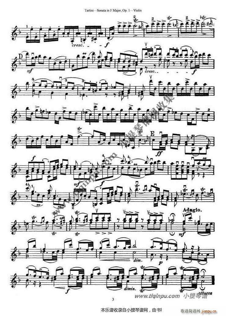 塔蒂尼F大调小提琴奏鸣曲 op 1(小提琴谱)3