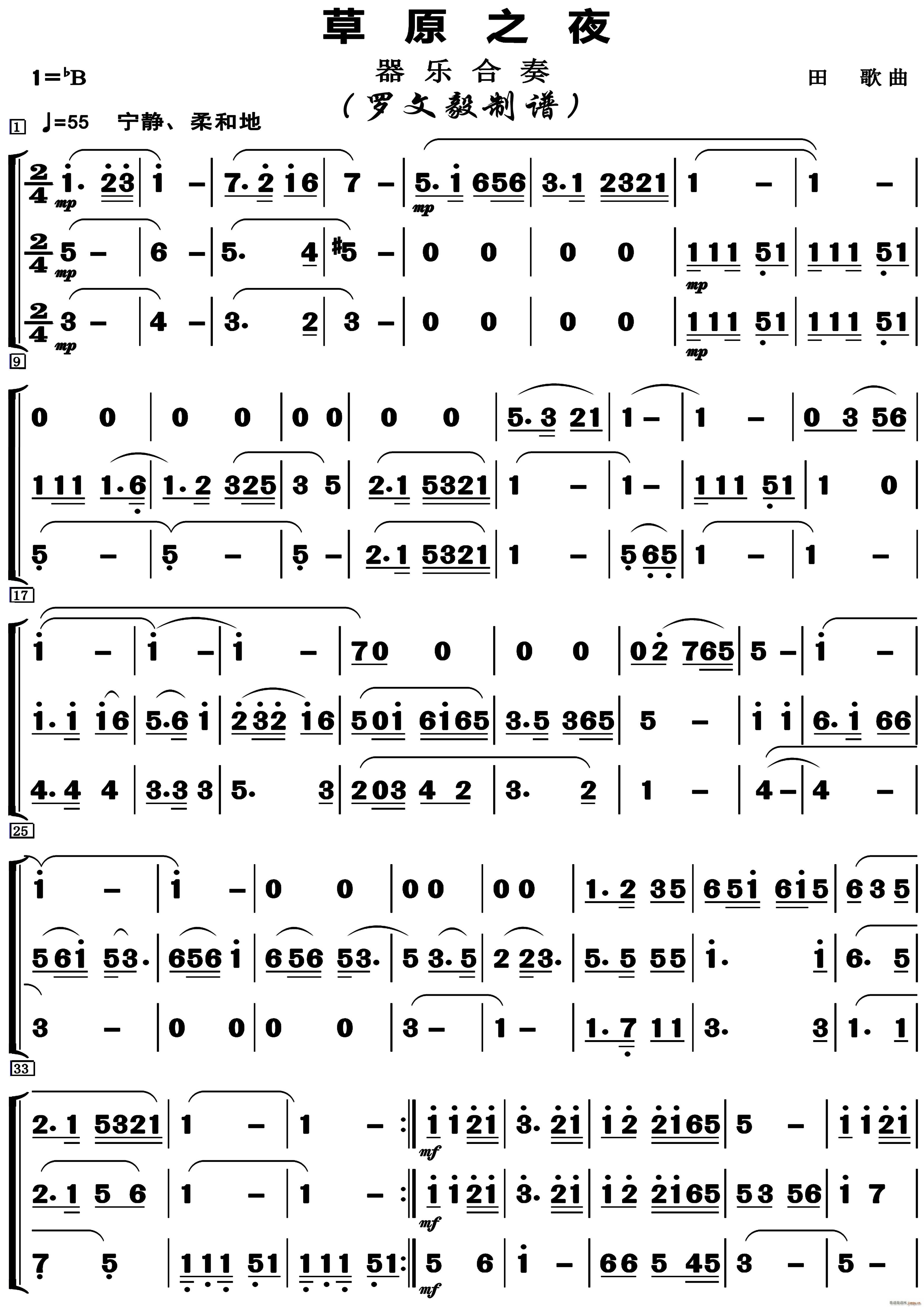 草原之夜 器樂(lè)合奏 器樂(lè)合奏(總譜)1