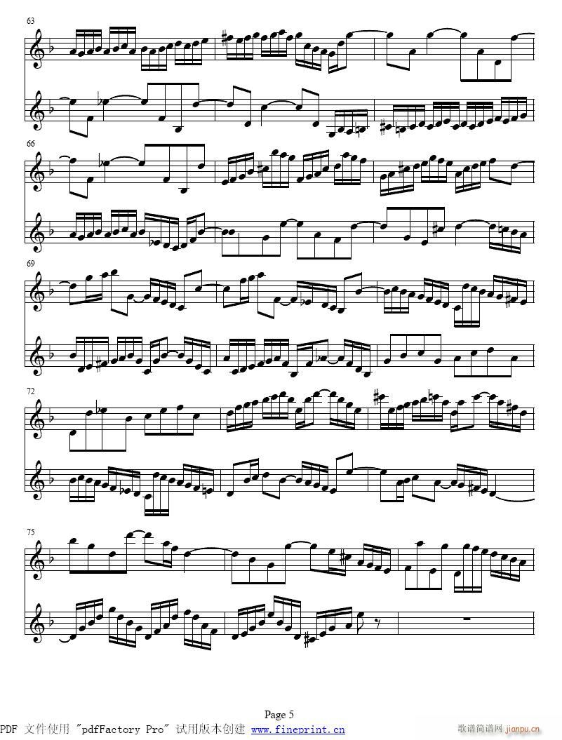 d小调两支小提琴协奏曲1-7提琴(小提琴谱)5