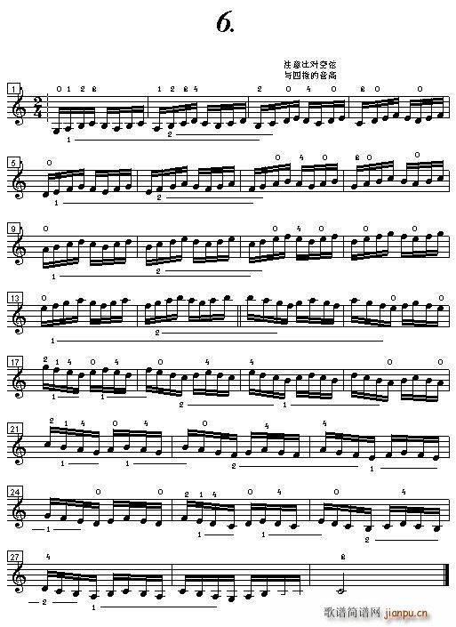 小提琴手指练习曲(小提琴谱)6