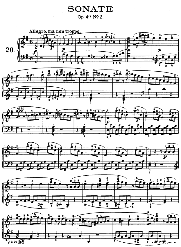 第二十钢琴奏鸣曲-Op.49No.2-贝多芬(钢琴谱)1