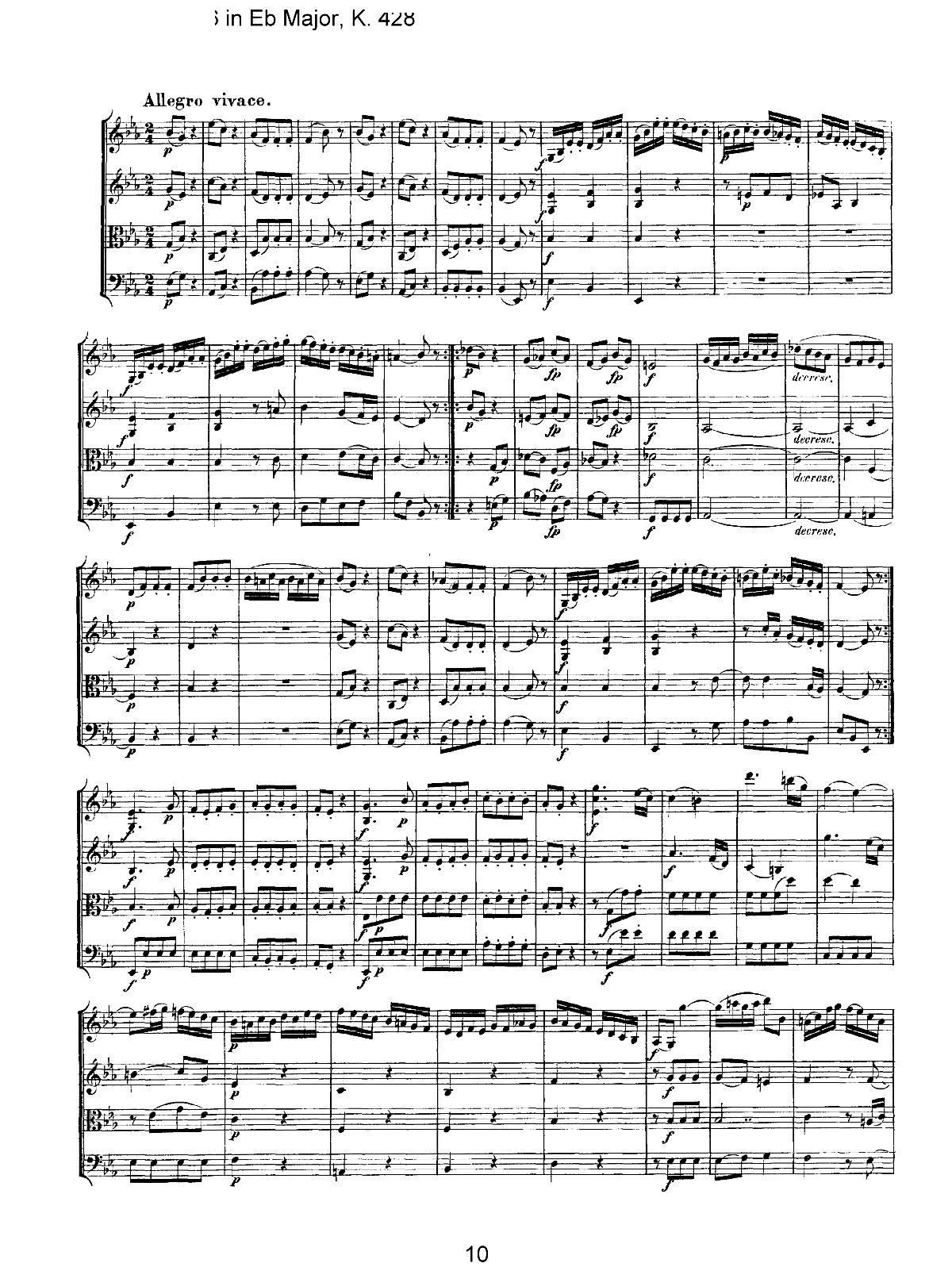 Mozart Quartet No 16 in Eb Major K 428(總譜)10