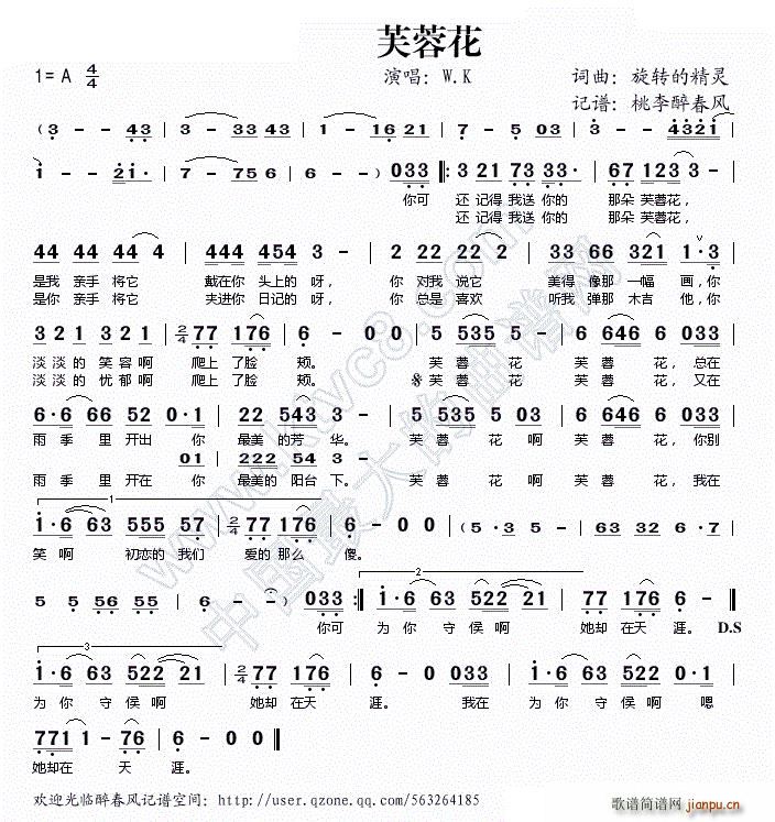 芙蓉花 旋转的精灵(九字歌谱)1