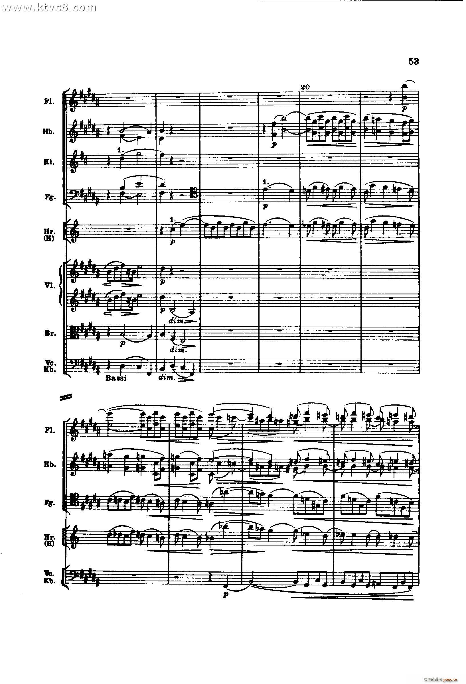 勃拉姆斯第二交响曲 第二乐章 不太慢的柔版(总谱)3