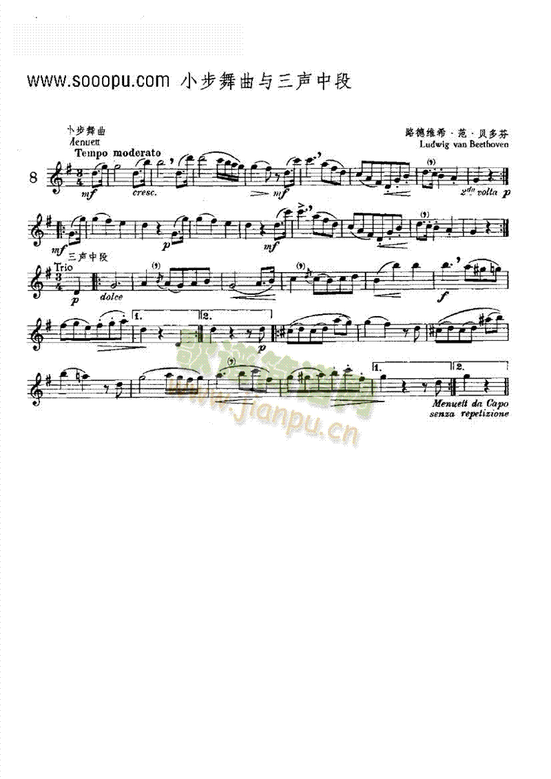 小步舞曲与三声中段—独奏管乐类长笛(笛箫谱)1
