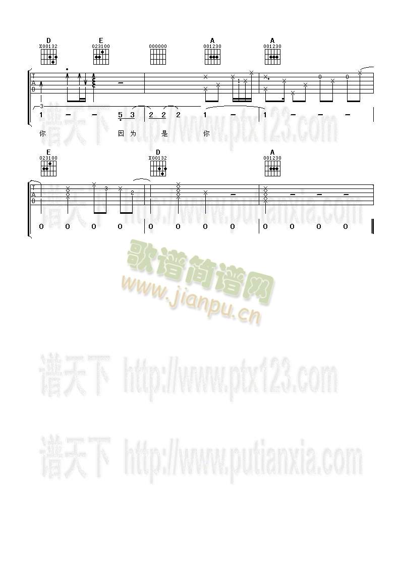 因?yàn)槭悄?吉他譜)5