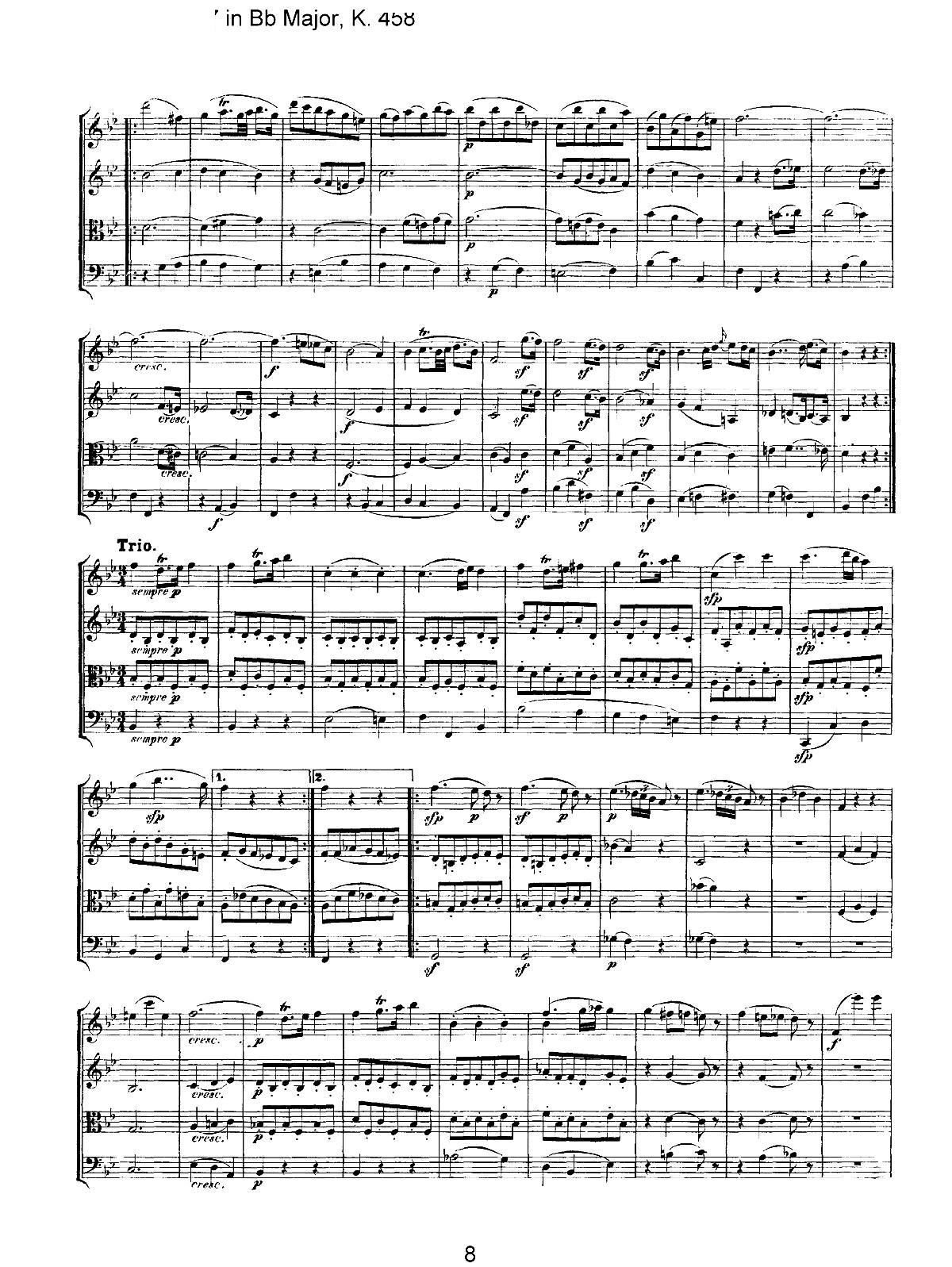 Mozart Quartet No 17 in Bb Major K 458(總譜)8