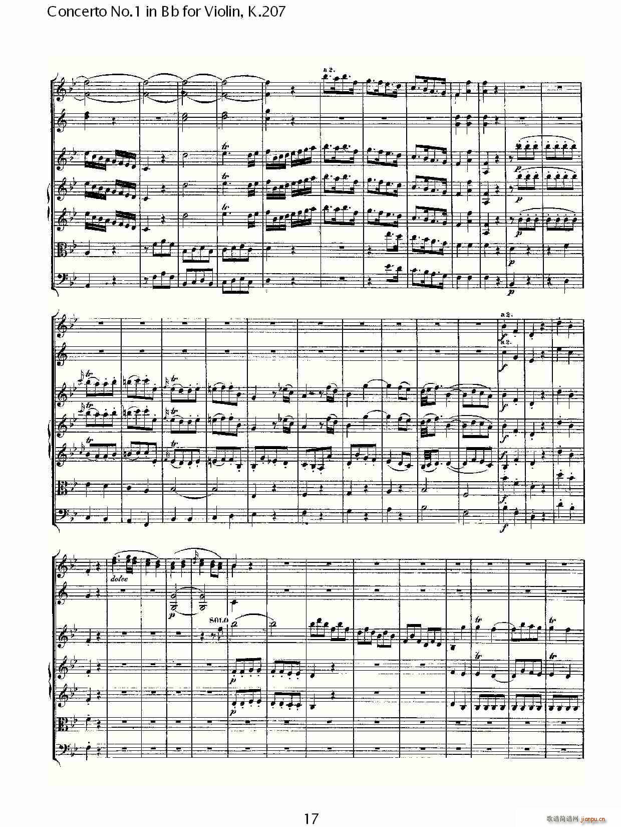 Concerto No.1 in Bb for Violin, K.207(小提琴谱)17