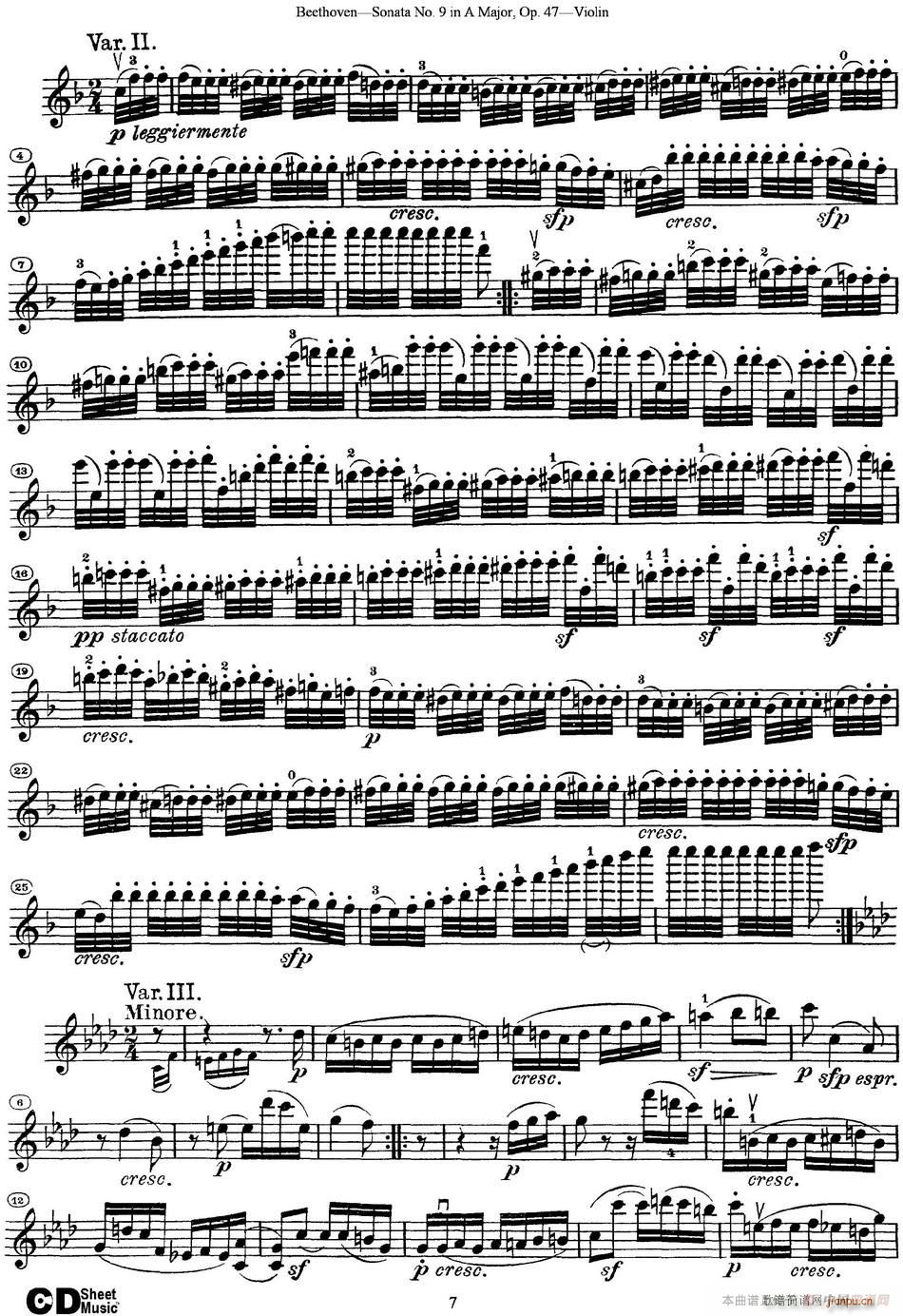 Violin Sonata No 9 in A Major Op 47(小提琴谱)7