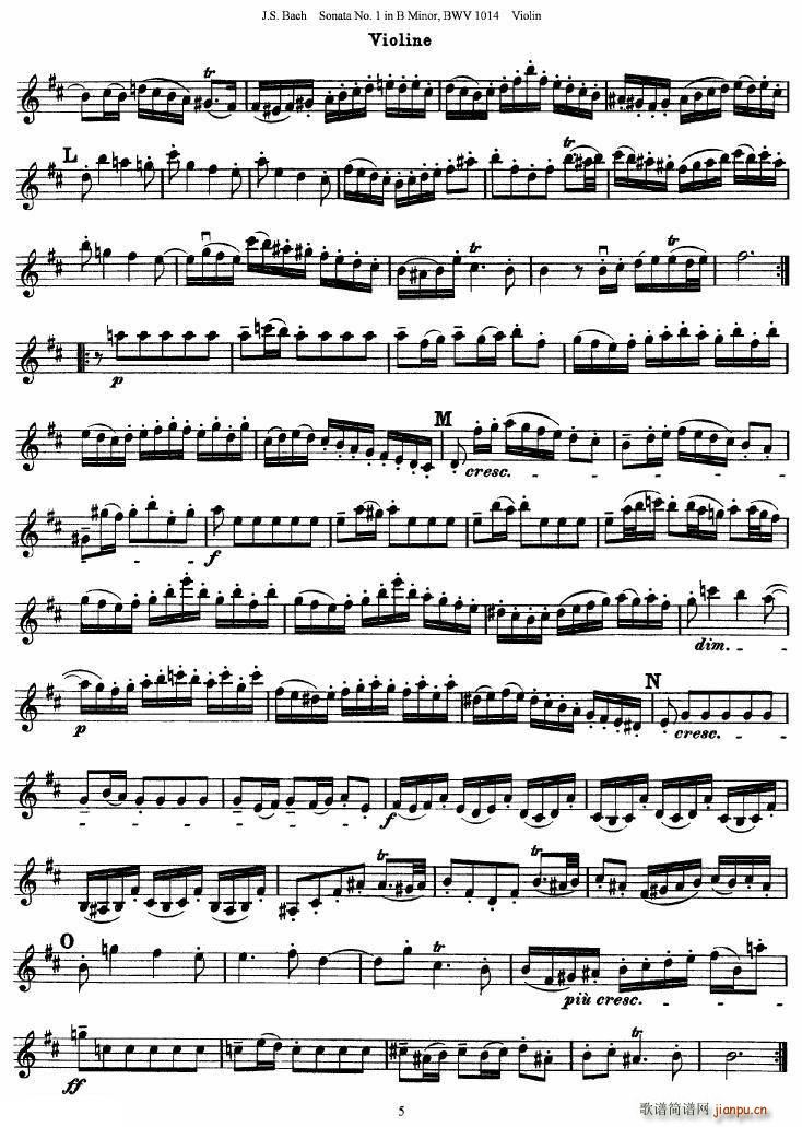 巴赫小提琴奏鸣曲No.1b小调(小提琴谱)5