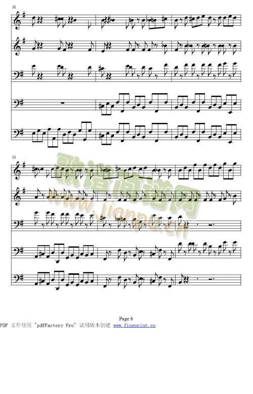 巴赫Ｇ大调铜管五重奏6-10(总谱)1