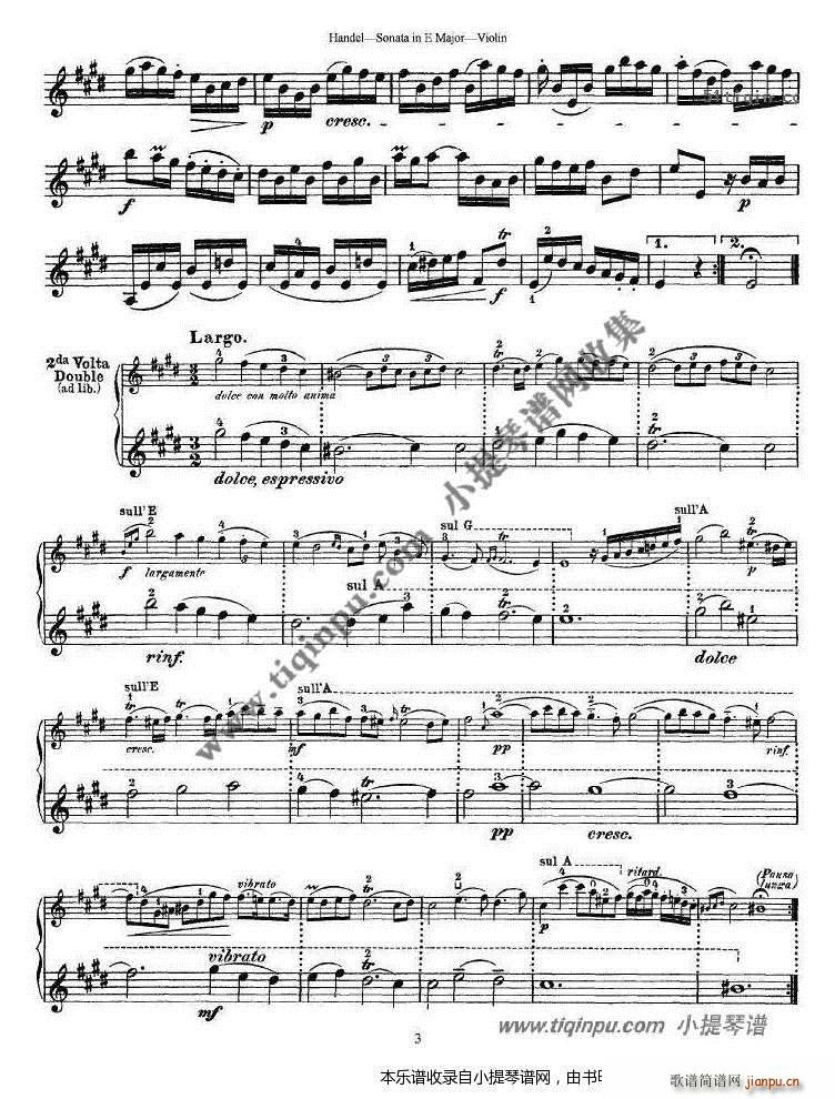 亨德尔E大调小提琴奏鸣曲(小提琴谱)3