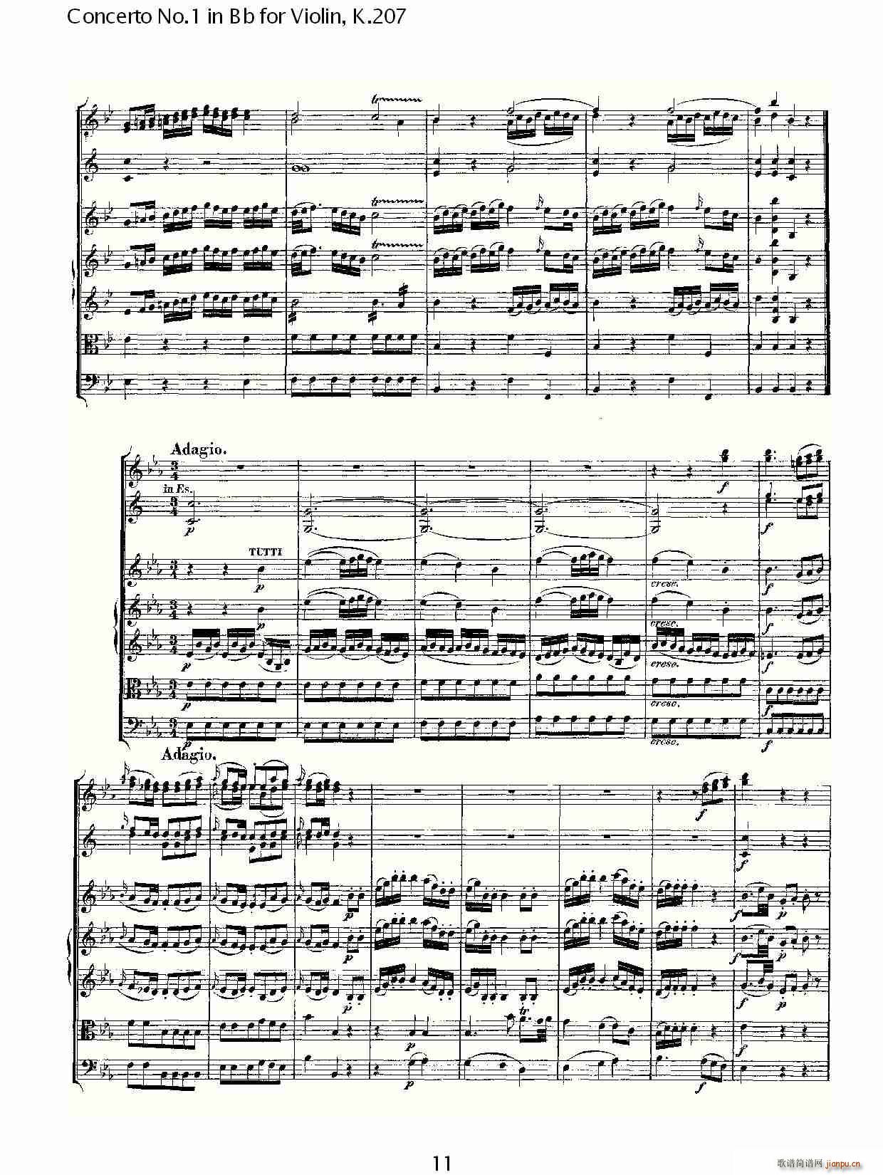 Concerto No.1 in Bb for Violin, K.207(小提琴谱)11
