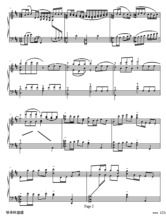 D大调卡农原版-帕赫贝尔-Pachelbel(钢琴谱)3