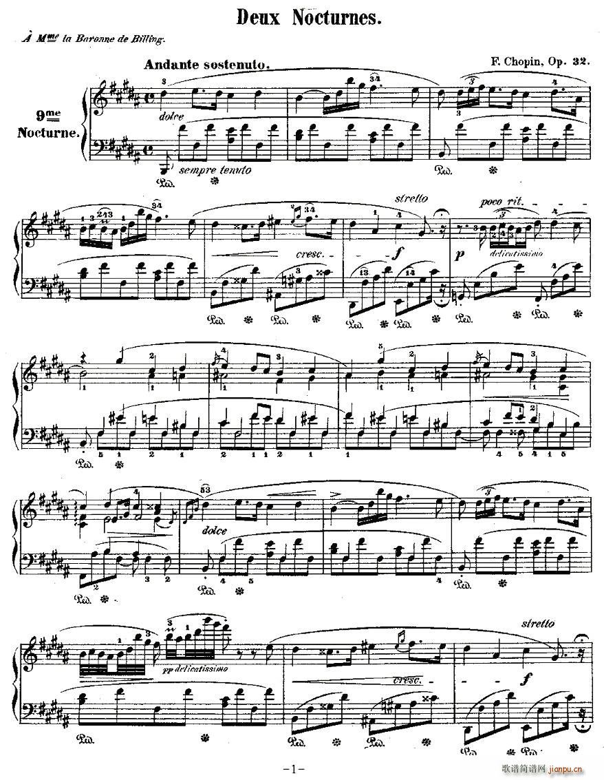 B大调夜曲Op.32-1(十字及以上)1