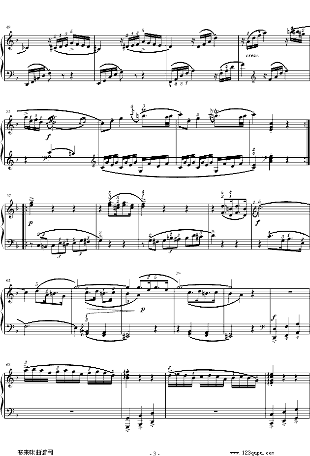 莫扎特F大调钢琴奏鸣曲K280-莫扎特(钢琴谱)3