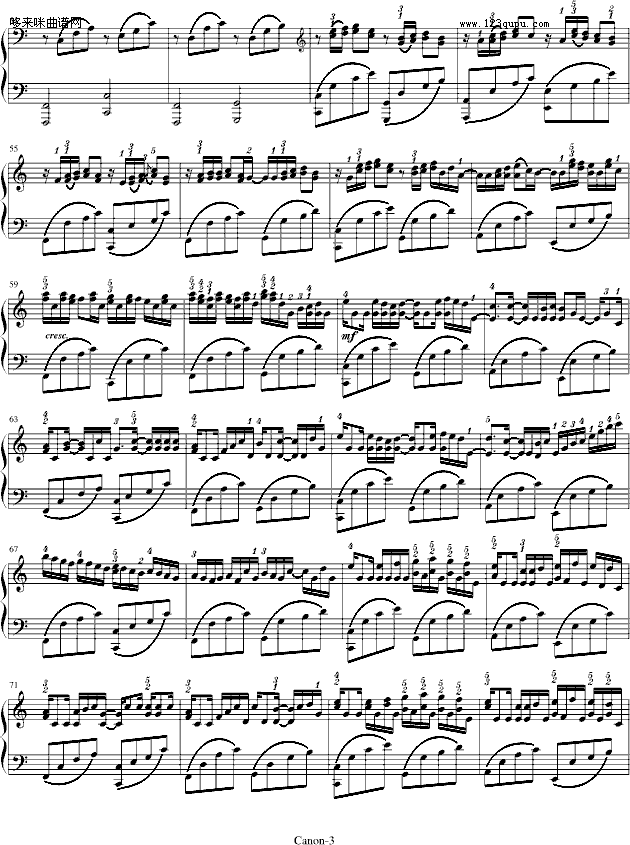 卡农-GeorgeWinston版-帕赫贝尔-Pachelbel(钢琴谱)3