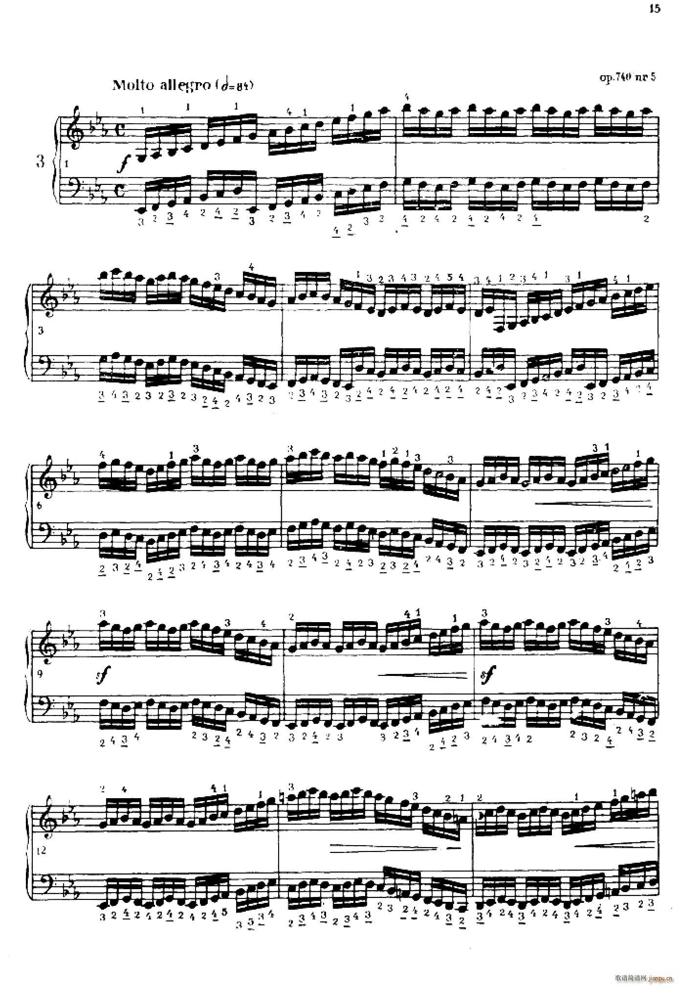 车尔尼手风琴练习曲集 第Ⅳ册 第3 5首(手风琴谱)1