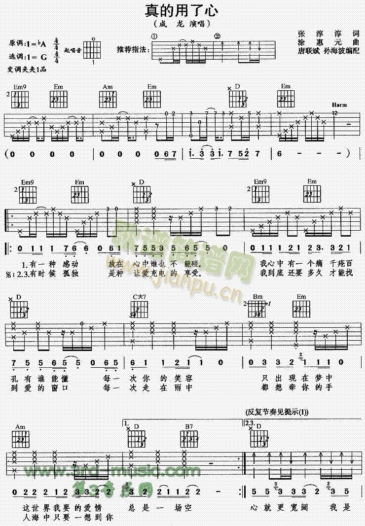 真的用了心(吉他譜)1