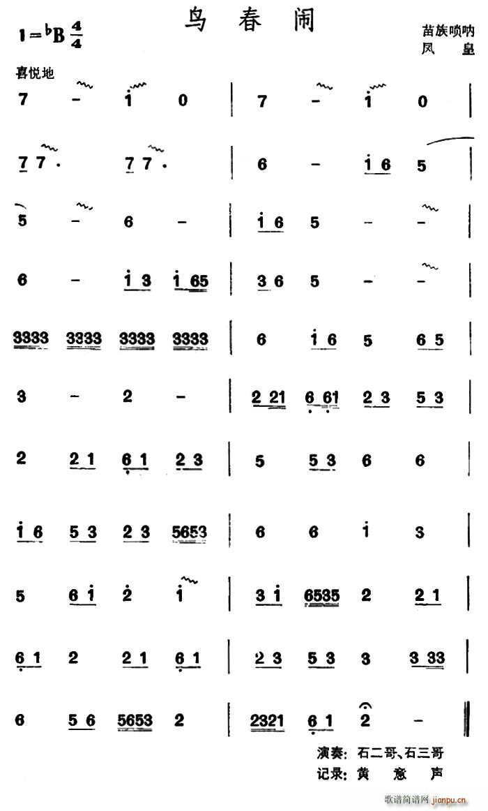 鸟春闹 苗族唢呐(唢呐谱)1