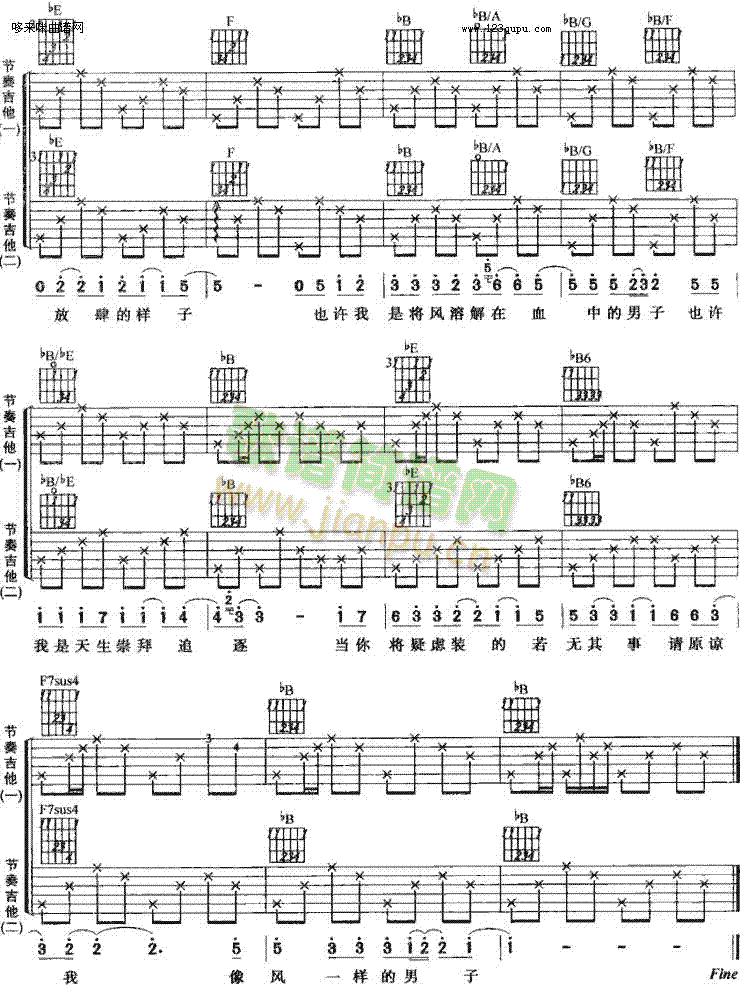 风一样的男子-陈晓东(吉他谱)3
