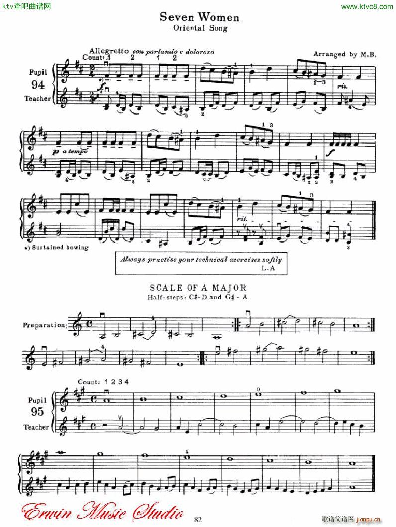 麦亚班克小提琴演奏法第一部份 初步演奏法6 2
