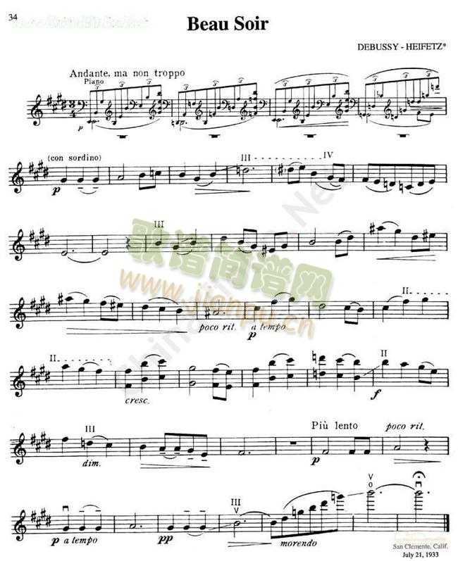 海菲茨-DEBUSSYBeau(小提琴谱)1