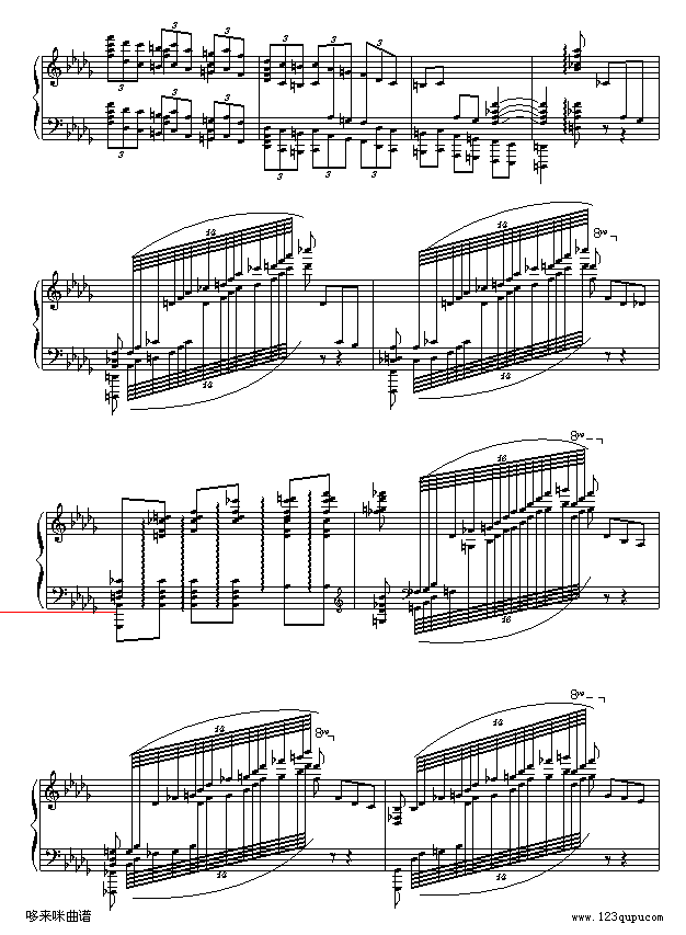 降b小调第一钢琴协奏曲(两架钢琴谱）-柴科夫斯基(钢琴谱)3