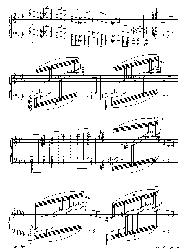 降b小調(diào)第一鋼琴協(xié)奏曲(兩架鋼琴譜）-柴科夫斯基(鋼琴譜)3