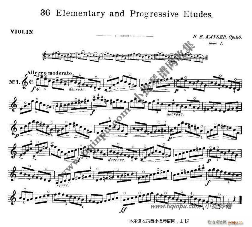 开塞36首小提琴练习曲 1 9(小提琴谱)1