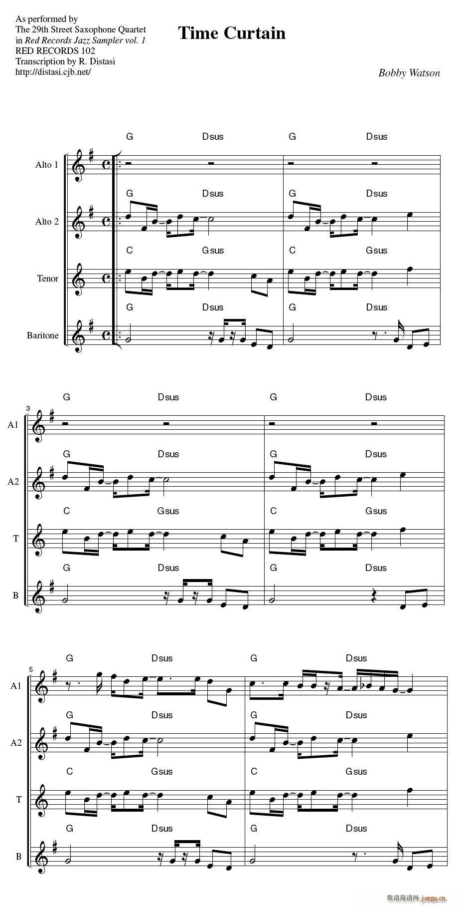 29th Street Saxophone Quartet - Time curtain(总谱)1