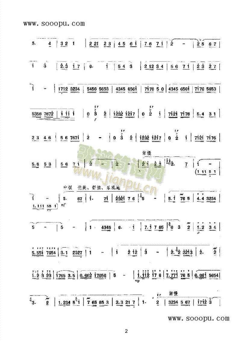 天山民兵之歌民乐类竹笛(其他乐谱)3