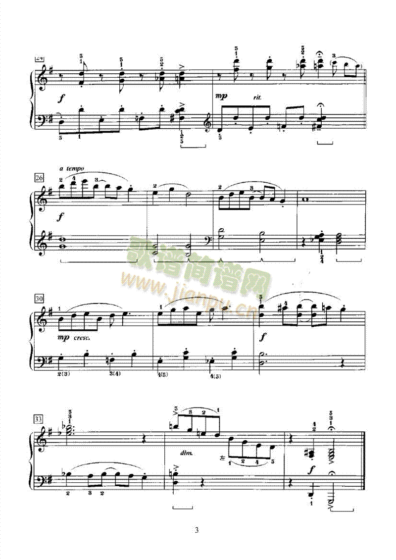 山草莓－拉格泰姆舞曲键盘类钢琴(钢琴谱)3