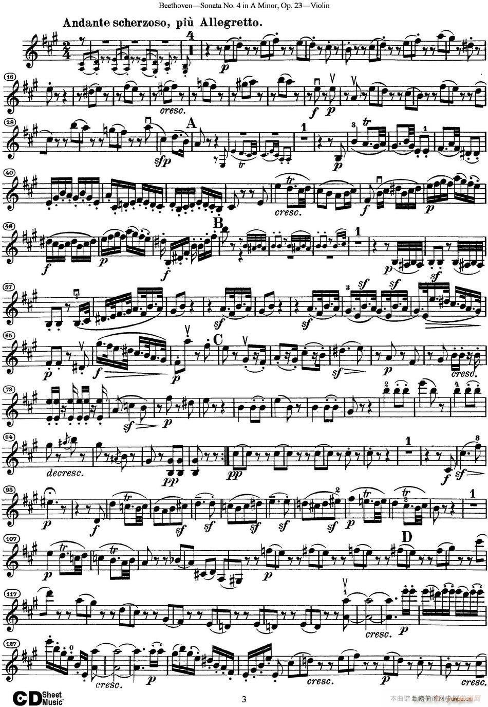 Violin Sonata No 4 in A Minor Op 23(小提琴谱)3