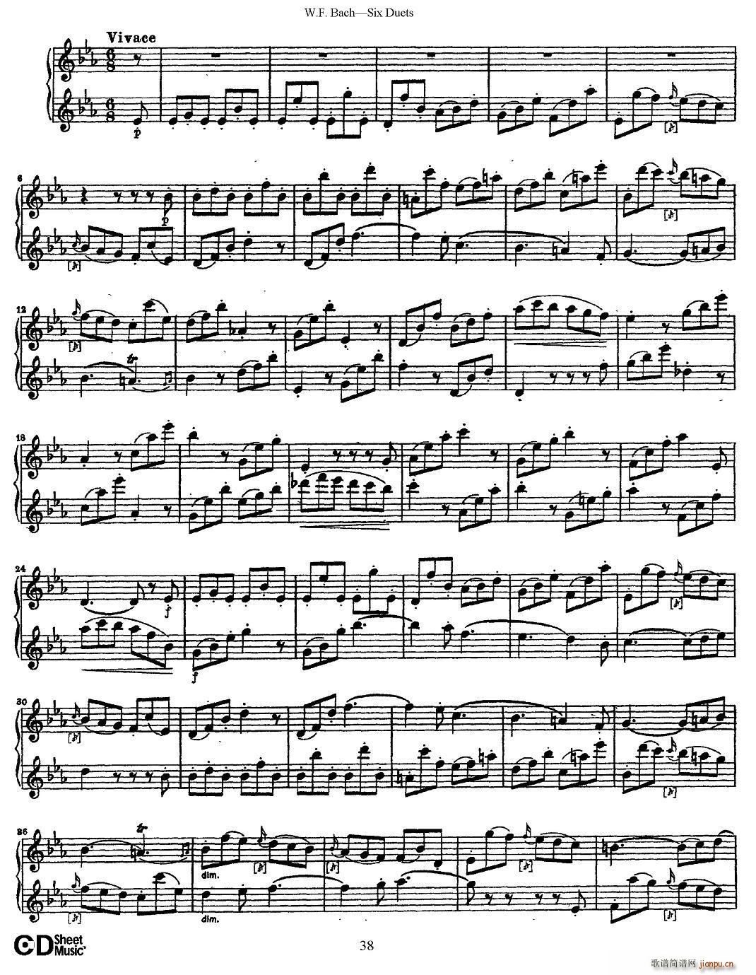 W F 巴赫 六首二重奏练习曲 5(笛箫谱)9