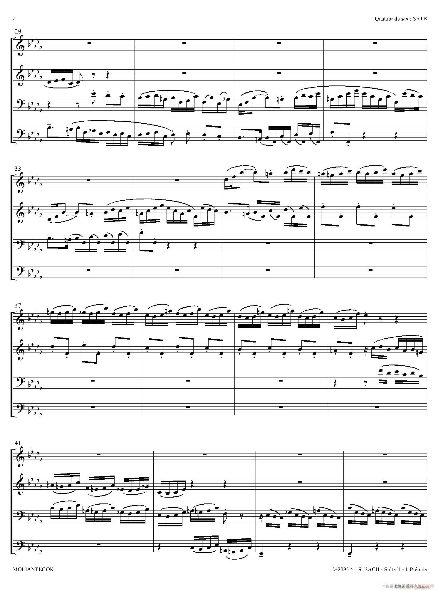 Suite anglaise No 2 BWV 807 法国组曲之二 前奏曲 四重奏(总谱)3