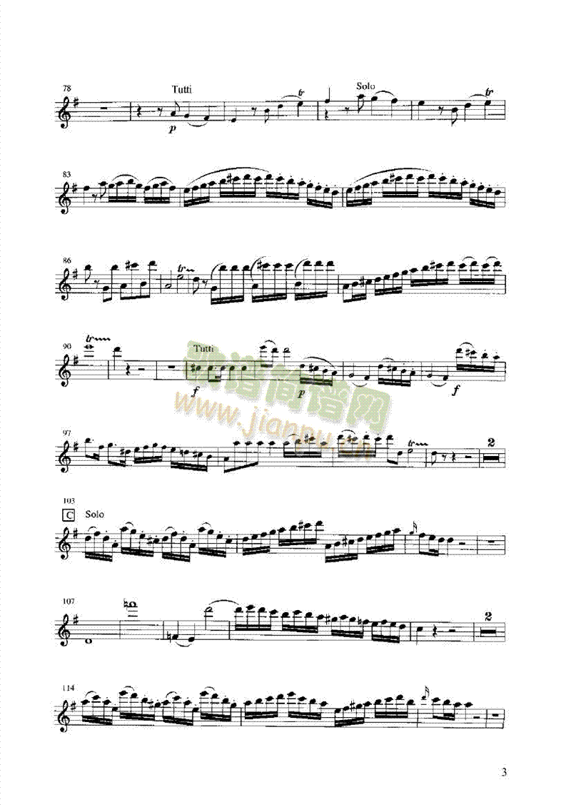 G大调协奏曲第一乐章管乐类长笛(其他乐谱)3
