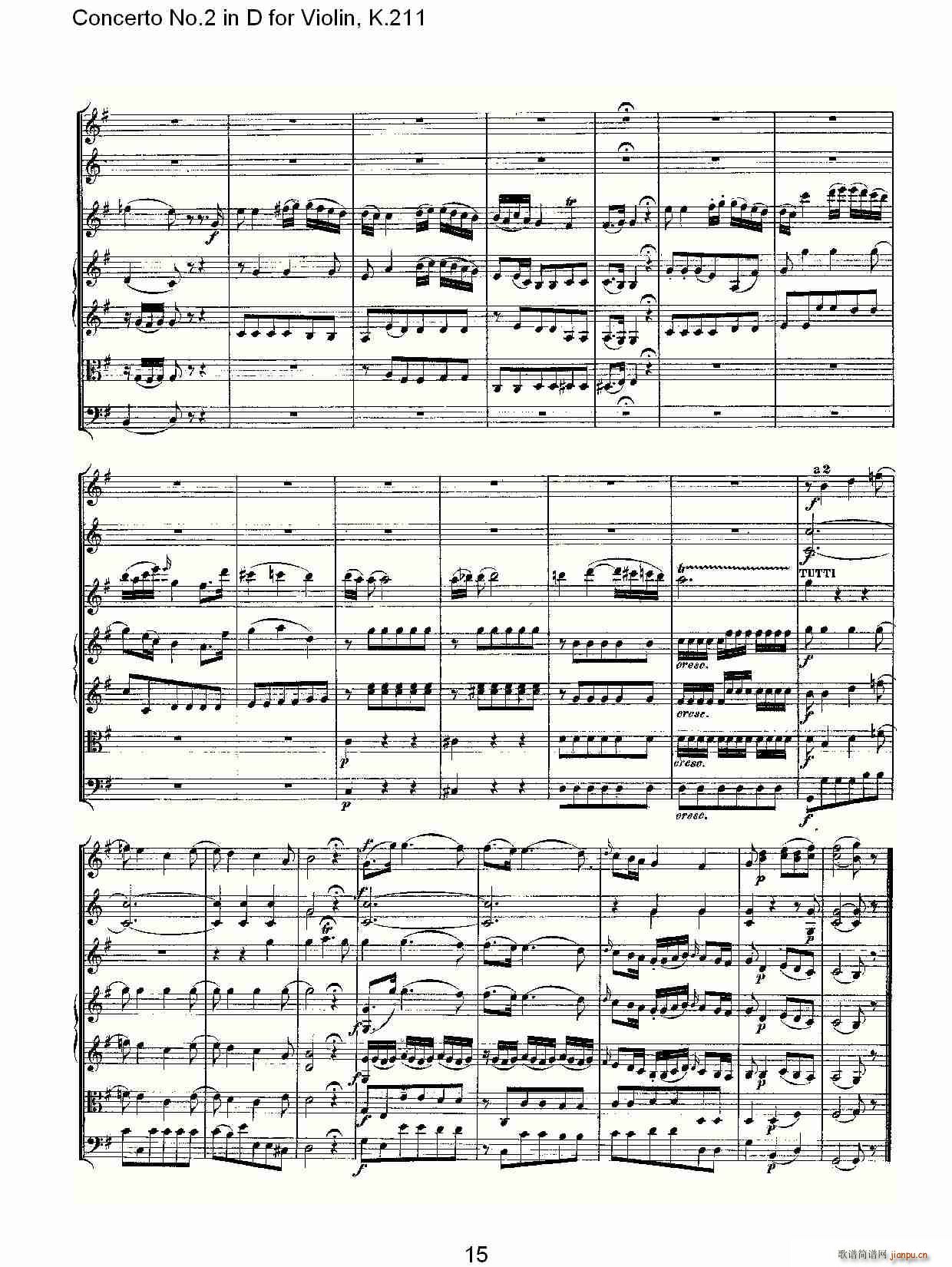 Concerto No.2 in D for Violin, K.211(小提琴谱)15