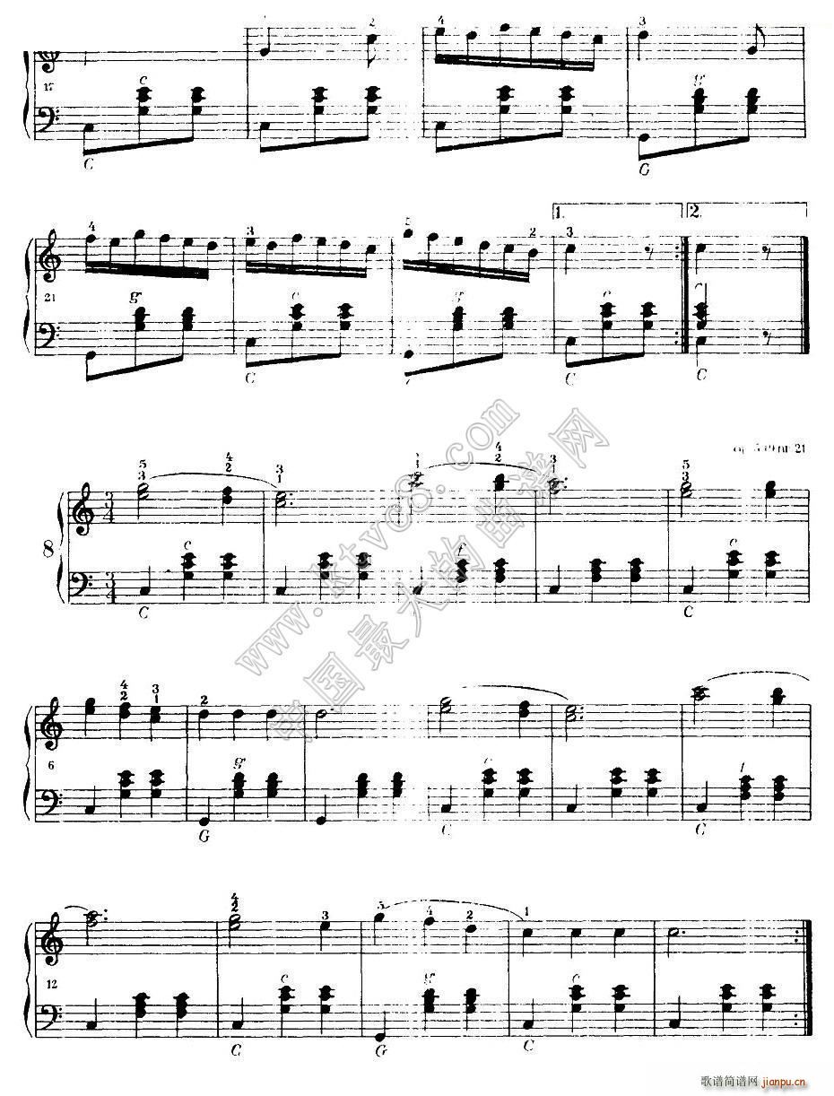 车尔尼手风琴练习曲集 第Ⅰ册 1 9(手风琴谱)6