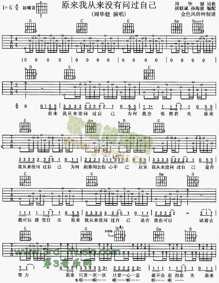 原来我从来没有问过自己(吉他谱)1