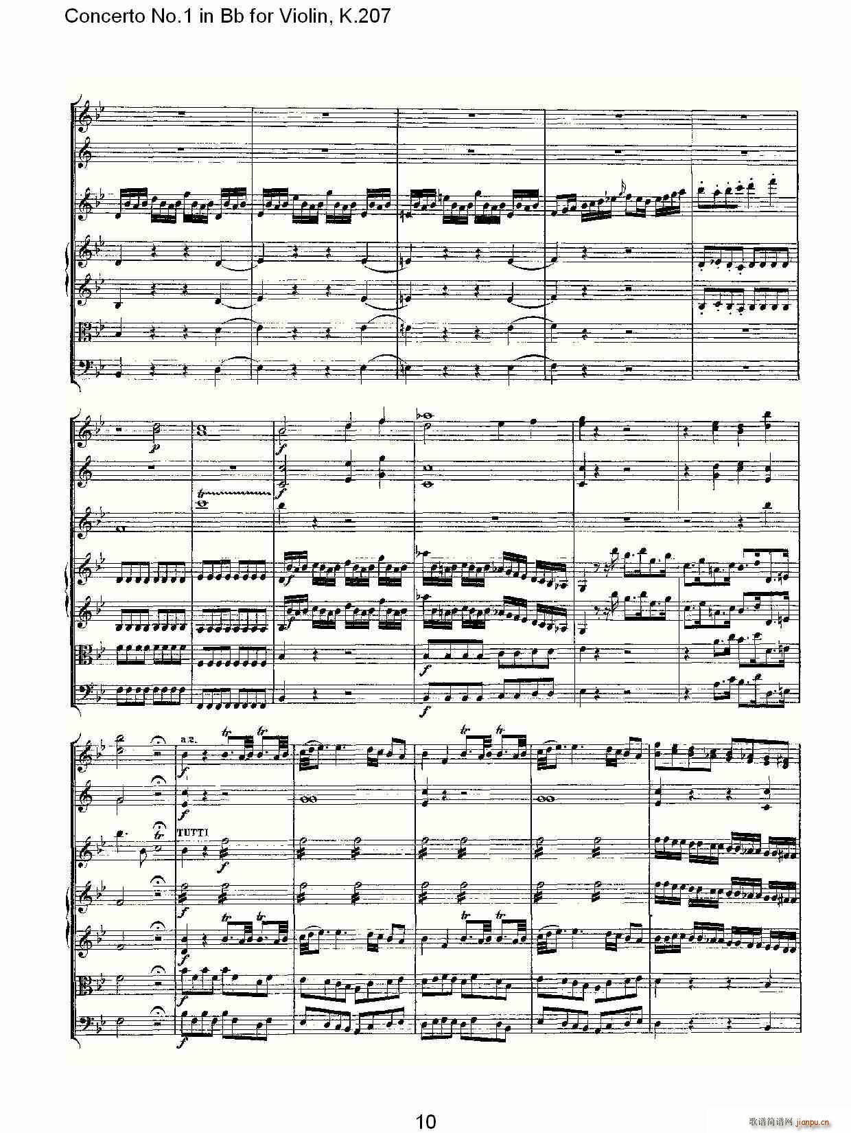 Concerto No.1 in Bb for Violin, K.207(小提琴谱)10