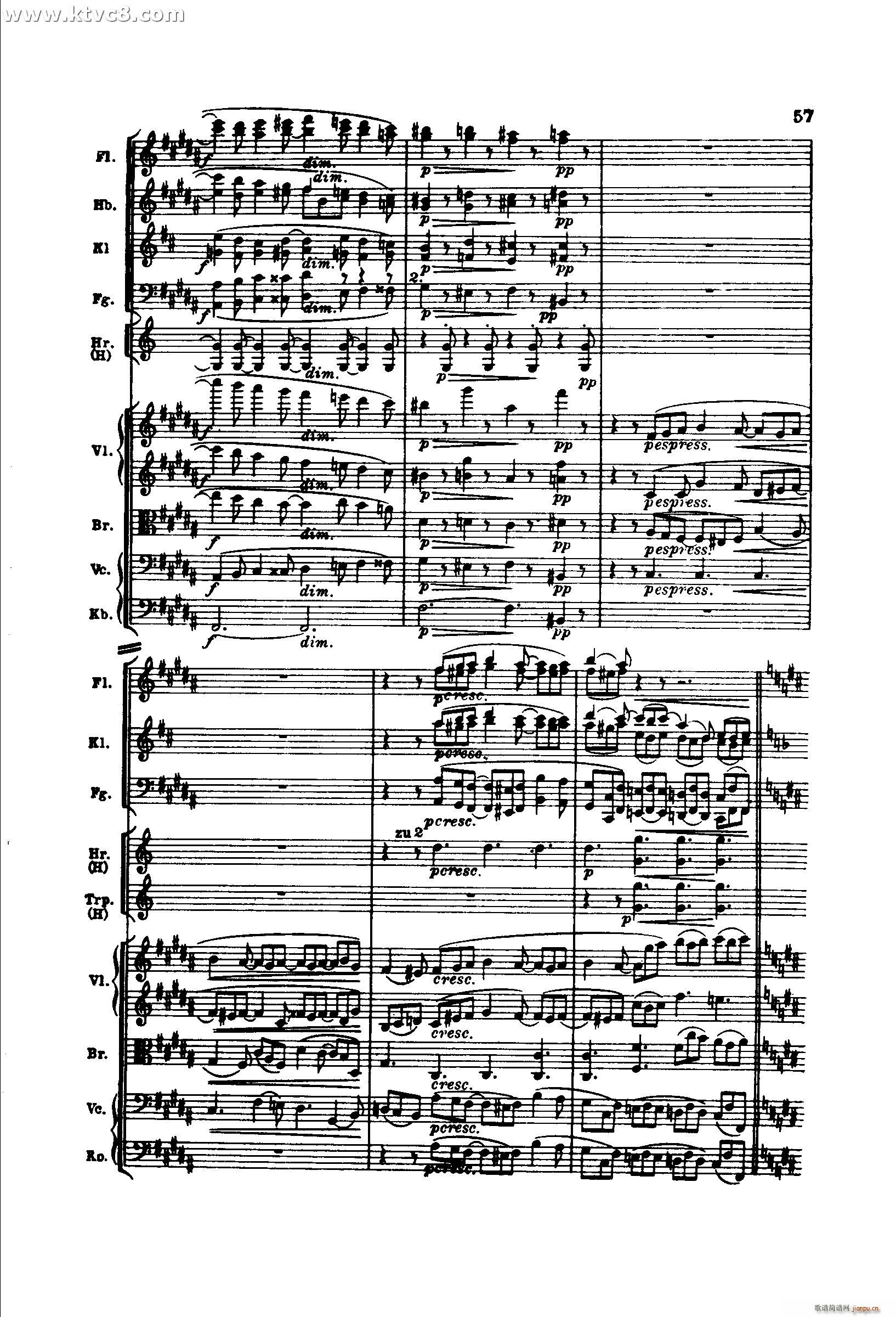 勃拉姆斯第二交响曲 第二乐章 不太慢的柔版(总谱)7