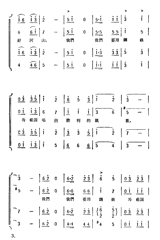 煉鋼工人歌(五字歌譜)3