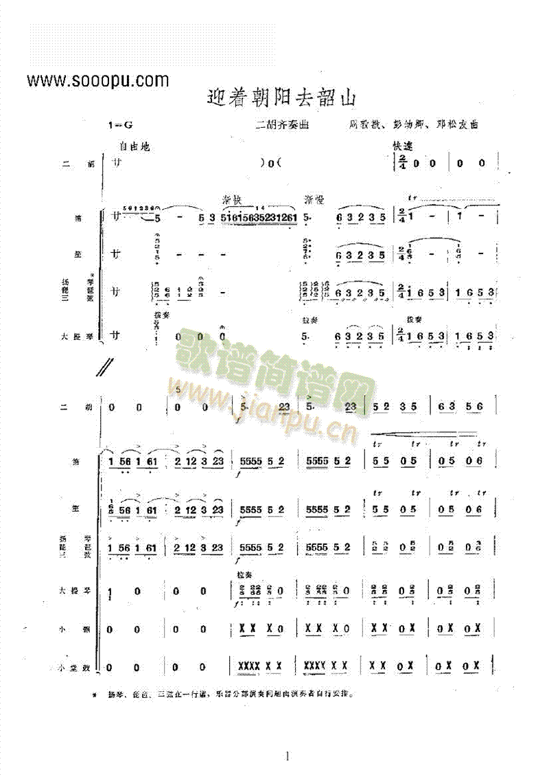 迎着朝阳去韶山乐队类民乐合奏(其他乐谱)1