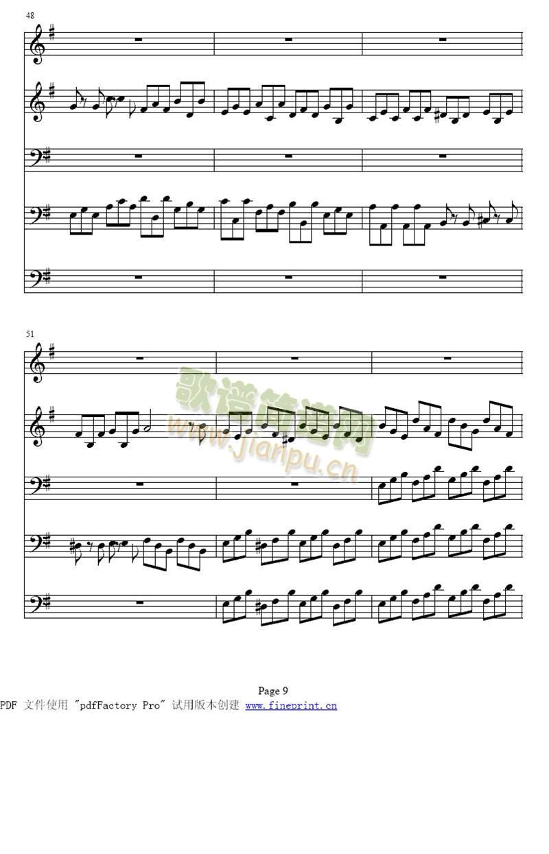 巴赫Ｇ大调铜管五重奏9-15(总谱)1