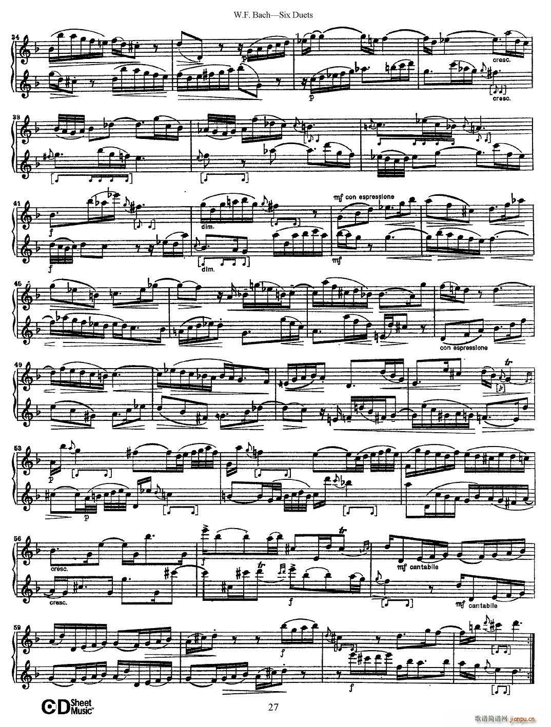 W F 巴赫 六首二重奏练习曲 4(笛箫谱)5
